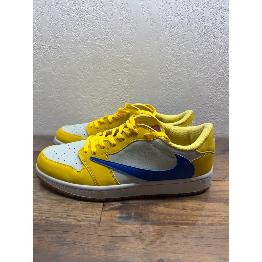 Travis Scott x Air Jordan 1 Retro Low OG Canary Yellow Blue DZ4137-700 Mens